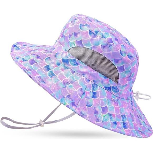 Kids Sun Hat Girls Bucket Hat Toddler Beach Blue - Picture 1 of 6